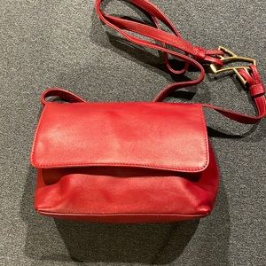 EUC Vtg PALOMA PICASSO Red Leather Shoulder/Cross Body Handbag